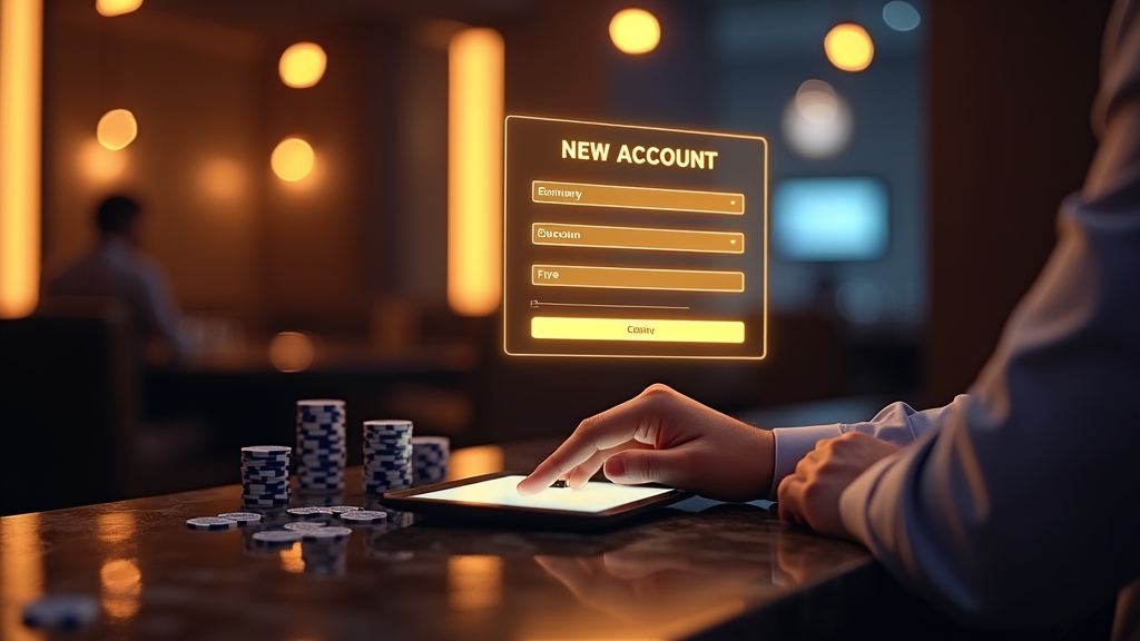 Modulo di iscrizione in una lobby di casino scura ed elegante